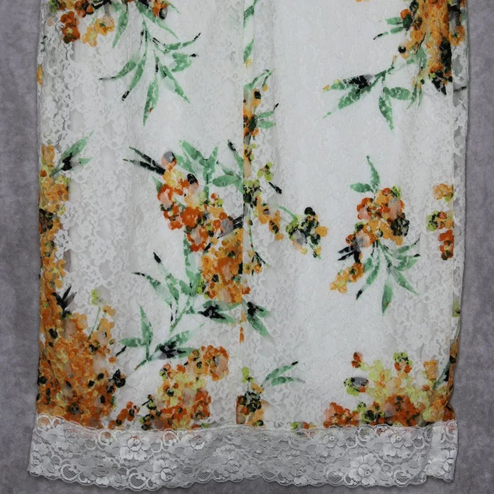 *SOLD* NWT Eva Mendez for NY & Co White Floral Print Lace Trim Dress Size Medium - Picture 10 of 12